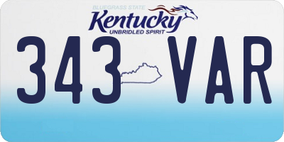 KY license plate 343VAR