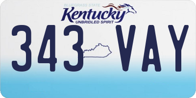 KY license plate 343VAY
