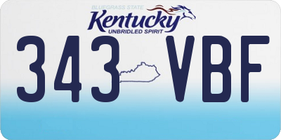 KY license plate 343VBF