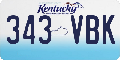 KY license plate 343VBK
