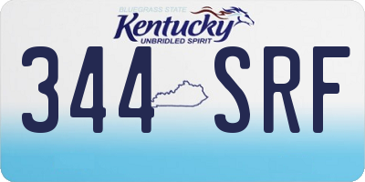 KY license plate 344SRF
