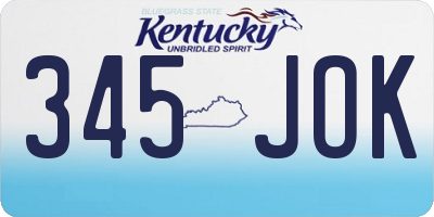 KY license plate 345JOK