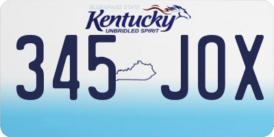 KY license plate 345JOX
