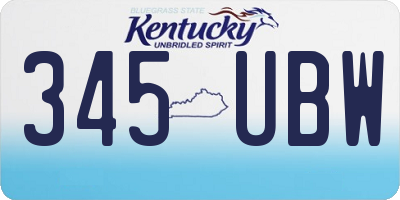 KY license plate 345UBW