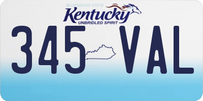 KY license plate 345VAL