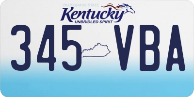 KY license plate 345VBA