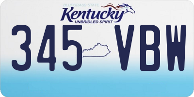 KY license plate 345VBW