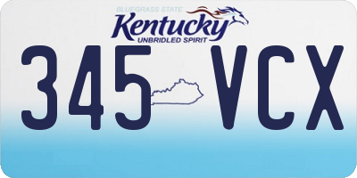 KY license plate 345VCX