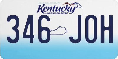 KY license plate 346JOH