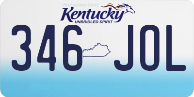 KY license plate 346JOL