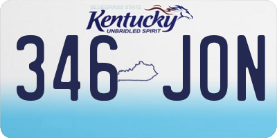 KY license plate 346JON