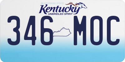 KY license plate 346MOC