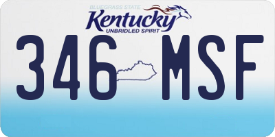 KY license plate 346MSF