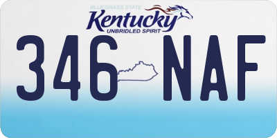 KY license plate 346NAF