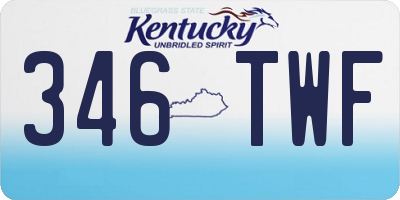 KY license plate 346TWF