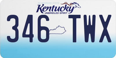 KY license plate 346TWX