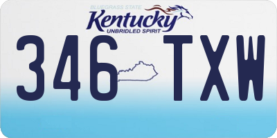 KY license plate 346TXW