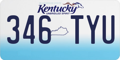KY license plate 346TYU
