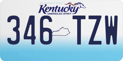 KY license plate 346TZW