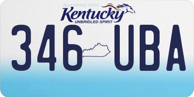 KY license plate 346UBA