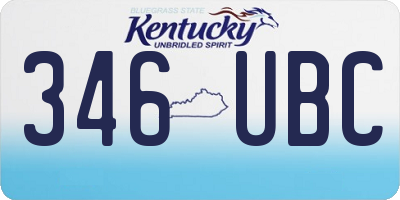 KY license plate 346UBC
