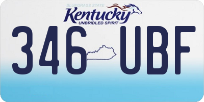 KY license plate 346UBF