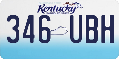 KY license plate 346UBH