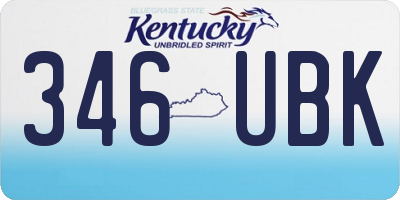 KY license plate 346UBK