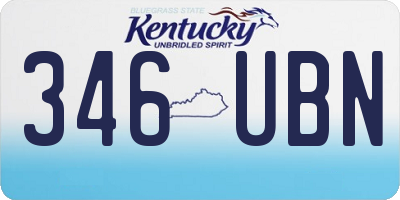KY license plate 346UBN