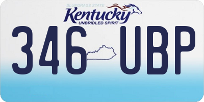KY license plate 346UBP