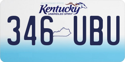 KY license plate 346UBU