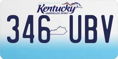 KY license plate 346UBV