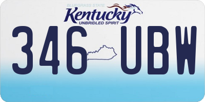 KY license plate 346UBW