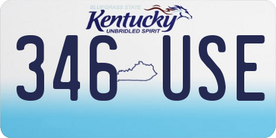 KY license plate 346USE