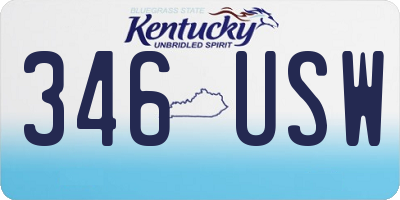 KY license plate 346USW