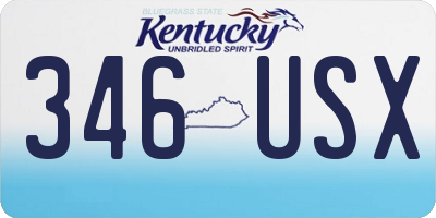 KY license plate 346USX