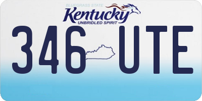 KY license plate 346UTE