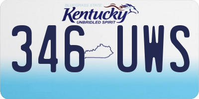 KY license plate 346UWS