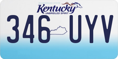 KY license plate 346UYV