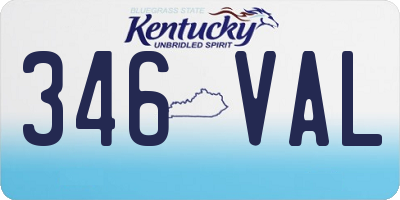KY license plate 346VAL