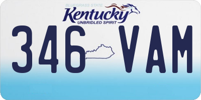 KY license plate 346VAM