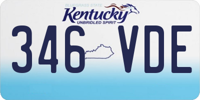 KY license plate 346VDE
