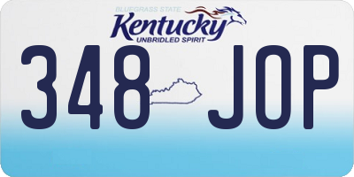 KY license plate 348JOP