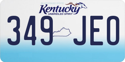KY license plate 349JEO