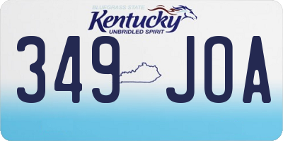 KY license plate 349JOA