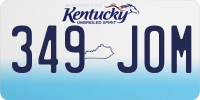 KY license plate 349JOM