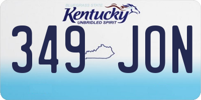 KY license plate 349JON