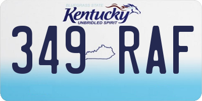 KY license plate 349RAF
