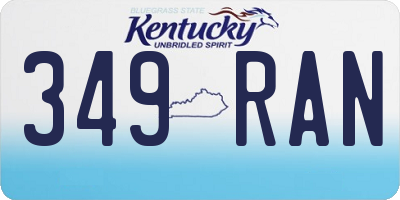 KY license plate 349RAN