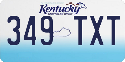 KY license plate 349TXT